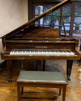 Grand Piano by Schafer & Sons  - With Gold Interior accents - with bench - Image 1 of 4