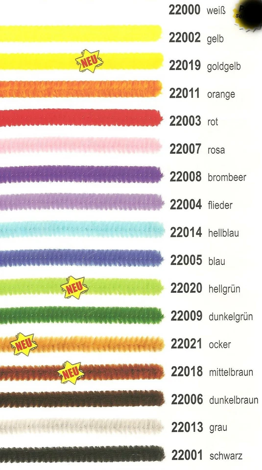Pfeifenputzer Chenilledraht Biegeplüsch 10 Stück, 8mm versch. Farben wählbar - Bild 1 von 1