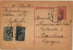 Austria 1920 Papelería Postal de Rabensburg a Barcelona (1250) - Imagen 1 de 2