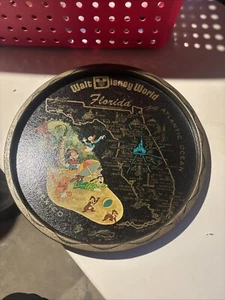 Walt Disney World Florida Map 10.75" Serving Tray Plate Tin Metal - Vintage ‘70s - Picture 1 of 5