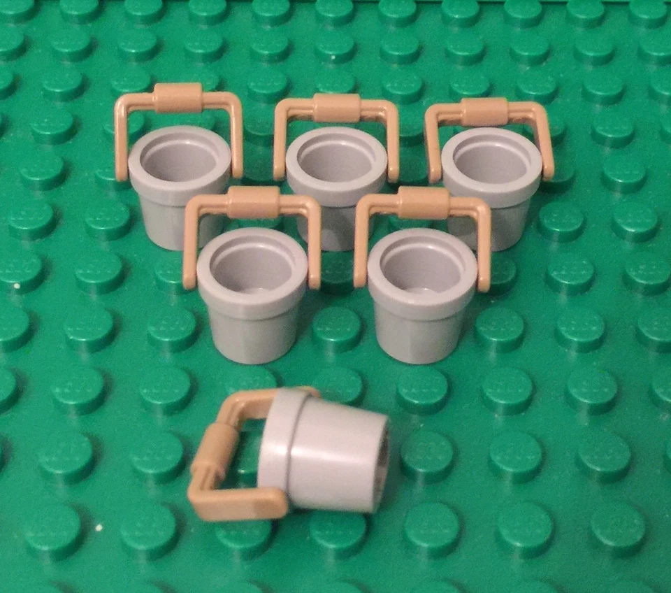 Lote de utensílios Lego 6 balde cinza azulado claro com alça parte/cidade/amigos - Imagem 1 de 1