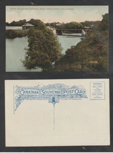 Owen Sound Ontario Postcard Jones Bridge and Syderham River Unused - Picture 1 of 3