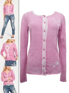 Damen leichte Baumwolle rosa Strickjacke Sterne & Lovehearts Größe 12 - Bild 1 von 5