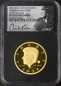 2024 Ascension Island $100 Gold John F Kennedy NGC PF70UC Tomaska ✪COINGIANTS✪ - Picture 1 of 2