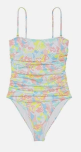 Victoria Secret Traje de Baño Acanalado de Una Pieza Traje de Baño Verano Floral Blanco XL Nuevo - Imagen 1 de 3