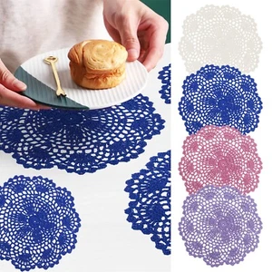 8 Inch Round Doilies Crochet Handmade Placemats Cotton Knitted Coasters 10pcs - Picture 1 of 19
