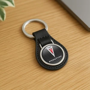 Pontiac Classic Leather Keychain | Car Logo Keyring | Auto Key Fob Charm - Picture 1 of 3