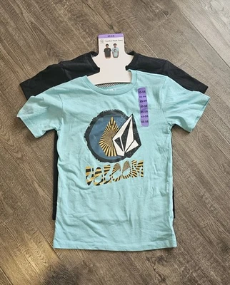 Volcom Boys 2 Pack XSmall 5/6 Graphic Print T-Shirts - Black and Aqua - Image 1 of 3