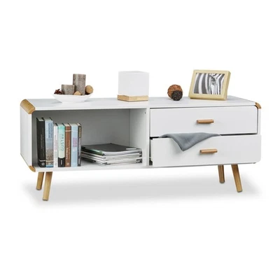Sideboard abgerundet, Anrichte, Beistellschrank, Lowboard, TV Bank, Kommode Weiß - Bild 1 von 4