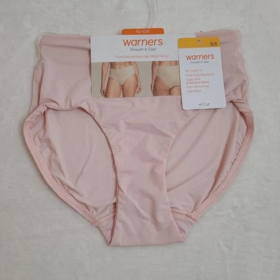 Warners Smooth It Over Silky Nylon Hi-cut Brief Panty Size Sm Pink - Image 1 of 4