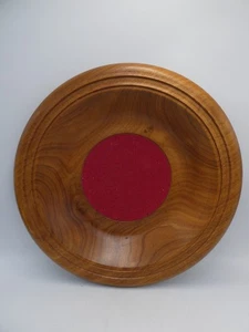 CRAFTSMAN TURNED TIMBER MEMORIAL CHURCH COLLECTION PLATE TRAY WOODEN BOWL FELT - Picture 1 of 6