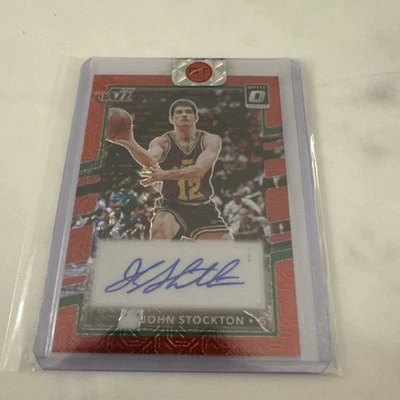2024-25 Donruss Optic Choice John Stockton rojo automático firma retro Foto 1 de 3