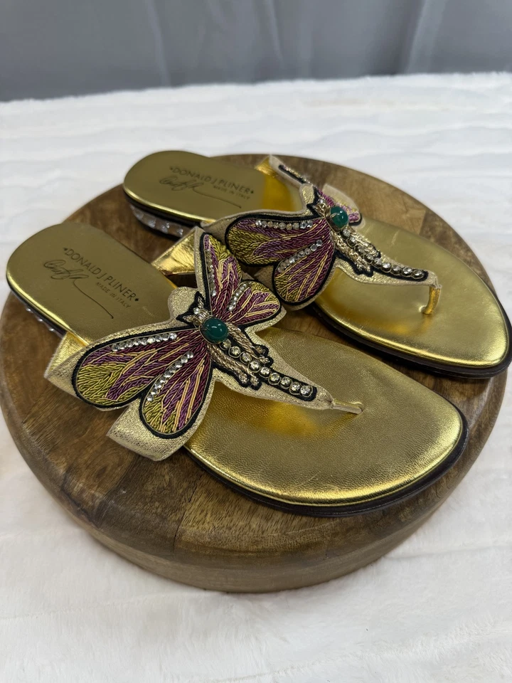 Donald J Pliner Zapatos Mujer Talla 8 Libélula Cuentas Sandalias Adornadas Italia Foto 1 de 4