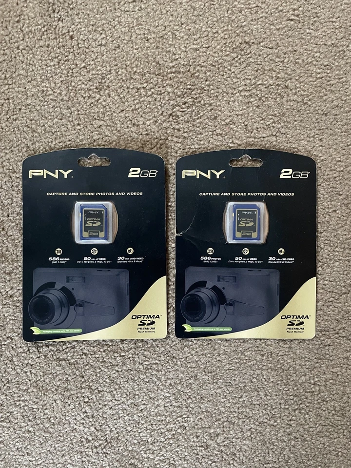 2 PNY Optima 2GB - SD Cards (P-SD2GB-EF) New & Factory Sealed Camera Memory Card - Image 1 of 4