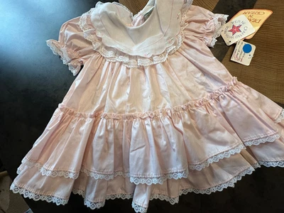 Vintage NWT Peaches 'n Cream Victorian Dress Lace Trim Ruffles Infant 18 Months - Image 1 of 4