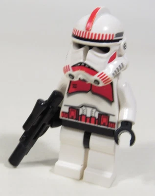 Minifigura LEGO Shock Trooper 7655 Red Clone Star Wars genuina con bláster Foto 1 de 4
