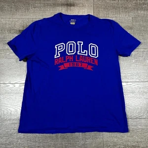 Camiseta Polo Ralph Lauren Para Hombre L Azul Gráfico Deletrear Logo Urbano Exterior - Imagen 1 de 5