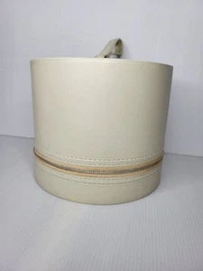 Hat Box Wig Train Case Grandma Cream Luggage  Round Zippered  Sealatron Corp - Picture 1 of 12