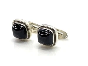 Georg Jensen Cufflinks Button No box Square shape Black onyx Silver SV925 Men's - Picture 1 of 9
