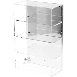Plymor Acrylic Locking Case, Sliding Back, 3 Shelf Mirrored 15.75" x 10.25" x 5" - Picture 1 of 1