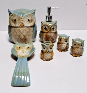 Barattolo per biscotti gufi in ceramica sale pepe shaker barattolo stuzzicadenti cucchiaio riposo pompa lozione - Foto 1 di 12