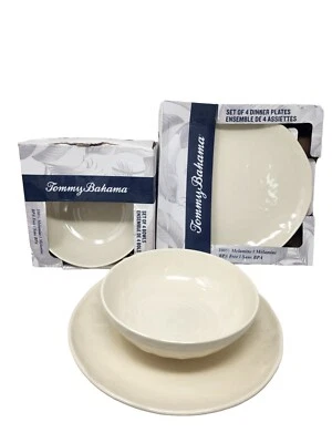 Tommy Bahama MELAMINE Plates And Bowls Set Of 8 Beige New - Image 1 of 4