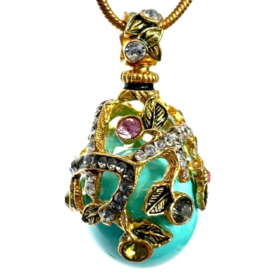 Colgante Huevo Fabergé Turquesa Plata de Ley Cristales de Swarovski Esmalte Oro Foto 1 de 4
