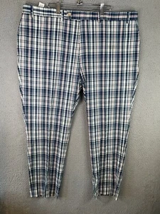 Ralph Lauren Pantalone Uomo 42x30 Blu Neville Golf Madras Preppy Piatto Frontale Plaid - Foto 1 di 10