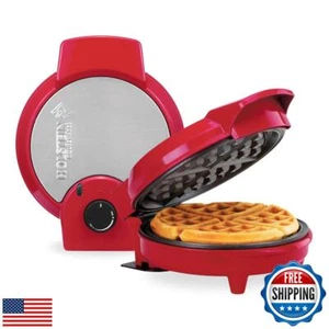Holstein Housewares 7" Belgian Waffle Maker, Non-Stick Coating, Red/Stainless - Picture 1 of 5