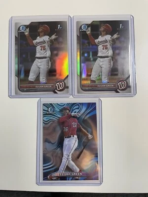 Elijah Green 2022 Bowman Draft Chrome Refractor (x2) + Mood Ring - Image 1 of 2