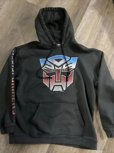 Vintage Transformers Hoodie Y2K Size M Black Mighty Fine - Picture 1 of 8
