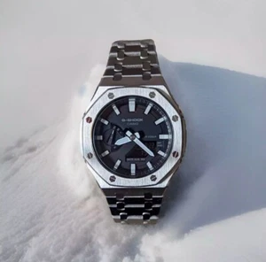 Custom G-Shock GA2100 CasiOak Stainless Steel Bracelet Luxury Men’s Watch - Picture 1 of 7