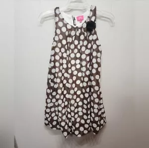 Pinky Dress Size 12 Polka Dot Brown White Girl's Sleeveless C148 - Picture 1 of 4