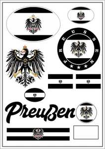 Preussen 10 x Aufkleber Karte Sticker-Bogen - PKW Auto Fahne Flagge Decal AK - Picture 1 of 7