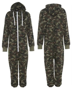 Mens Ladies 1Onesie Military Unisex Camouflage Body Jumpsuit Army Hood Size S-XL - Picture 1 of 3