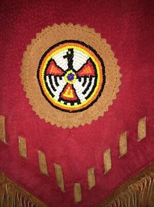 VTG Phoenix USA Frontier Collection Suede Aztec Fringe Western Jacket Womens L - Picture 1 of 7