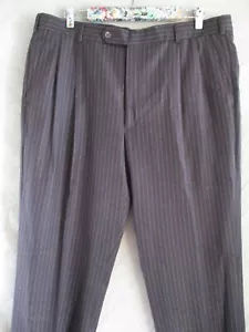 Belvest Wilkes Bashford Marrón Tiza Rayas Lana Franela Traje Pantalones 38 32 - Imagen 1 de 8