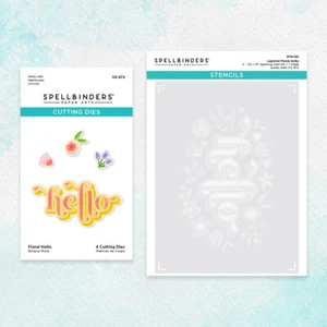 Spellbinders Floral Hello Stencil and Die Bundle 2pk : Layered Stencil Collecti - Picture 1 of 3