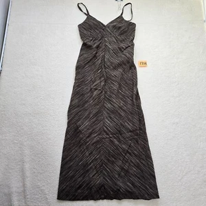 Old Navy Maxi Dress Womens Size 2 Brown White Linen Blend Spaghetti Strap READ - Picture 1 of 12