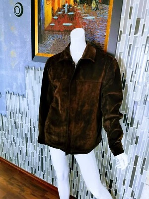 ROUNDTREE & YORKE MENS JACKET BROWN 100%SUEDE  COAT CASUAL NICE Size M - Image 1 of 4
