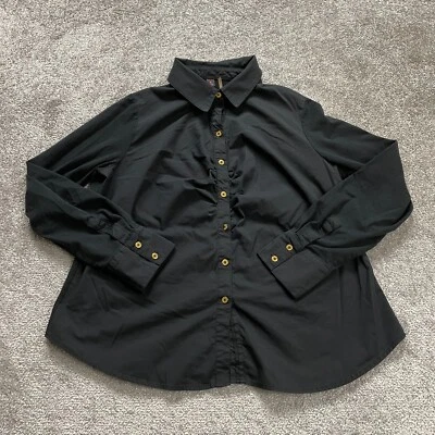 Dana Buchman Dress Shirt Womens XL Black Long Sleeve Cotton Button Down Workwear - Image 1 of 4