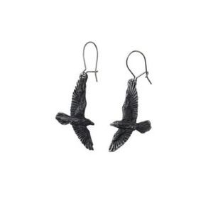 Alchemy Gothic E333 Black Raven Earrings - Picture 1 of 1