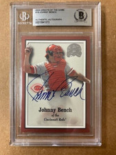 Johnny Bench Boldly Signed 2000 Fleer Greats of the Game Card Beckett Auth.