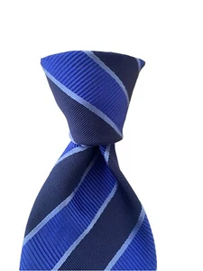 herringbone hand made in Italy silk/cotton striped tie New - Picture 1 of 6