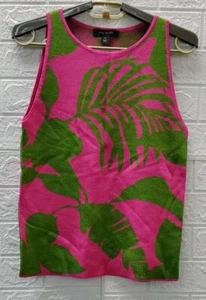New Ann Taylor Tropical Jaquard Sleeveless Sweater Olive/Pink Size XSmall - Picture 1 of 4