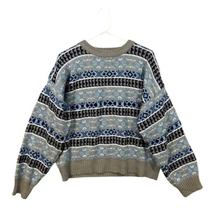 Towncraft Sweater Men Size L Grandpa Classic Crewneck Geometric Pullover EUC - Picture 1 of 10