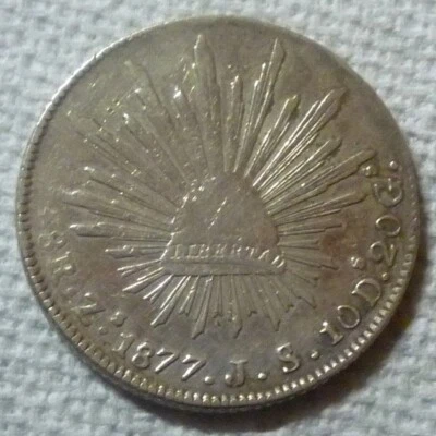1877 Zs JS - MEXICO - 8 REALES - ZACATECAS - SILVER CROWN - HIGH GRADE - RARE! - Image 1 of 3