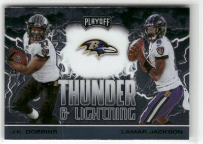 2020 Playoff #TL-1 J.K. Dobbins / Lamar Jackson Thunder & Lightning ☘️27A - Image 1 of 2