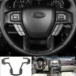 Black Wood Grain Steering Wheel Strip Cover Trim For Ford F-150 2015-2020 - Picture 1 of 5