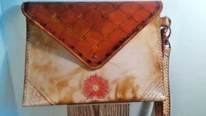 PURSE- ENVELOPE PURSE is Hand Made-Hand tooled-Hand stitched -Made in America - Picture 1 of 11